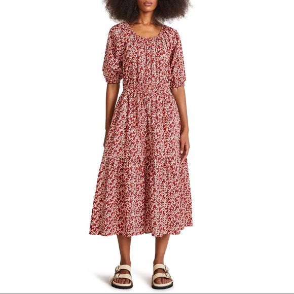 NWOT Apiece Apart Nova midi dress, XS, Mango Bouquet red floral, cotton - Picture 5 of 5